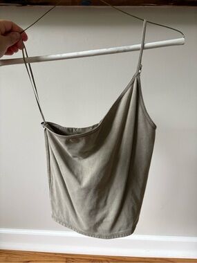 Women’s One-Shoulder Olive Green Tank Top